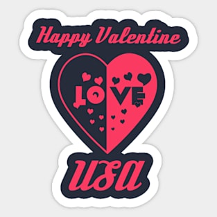 Heart in Love to Valentine Day USA Sticker